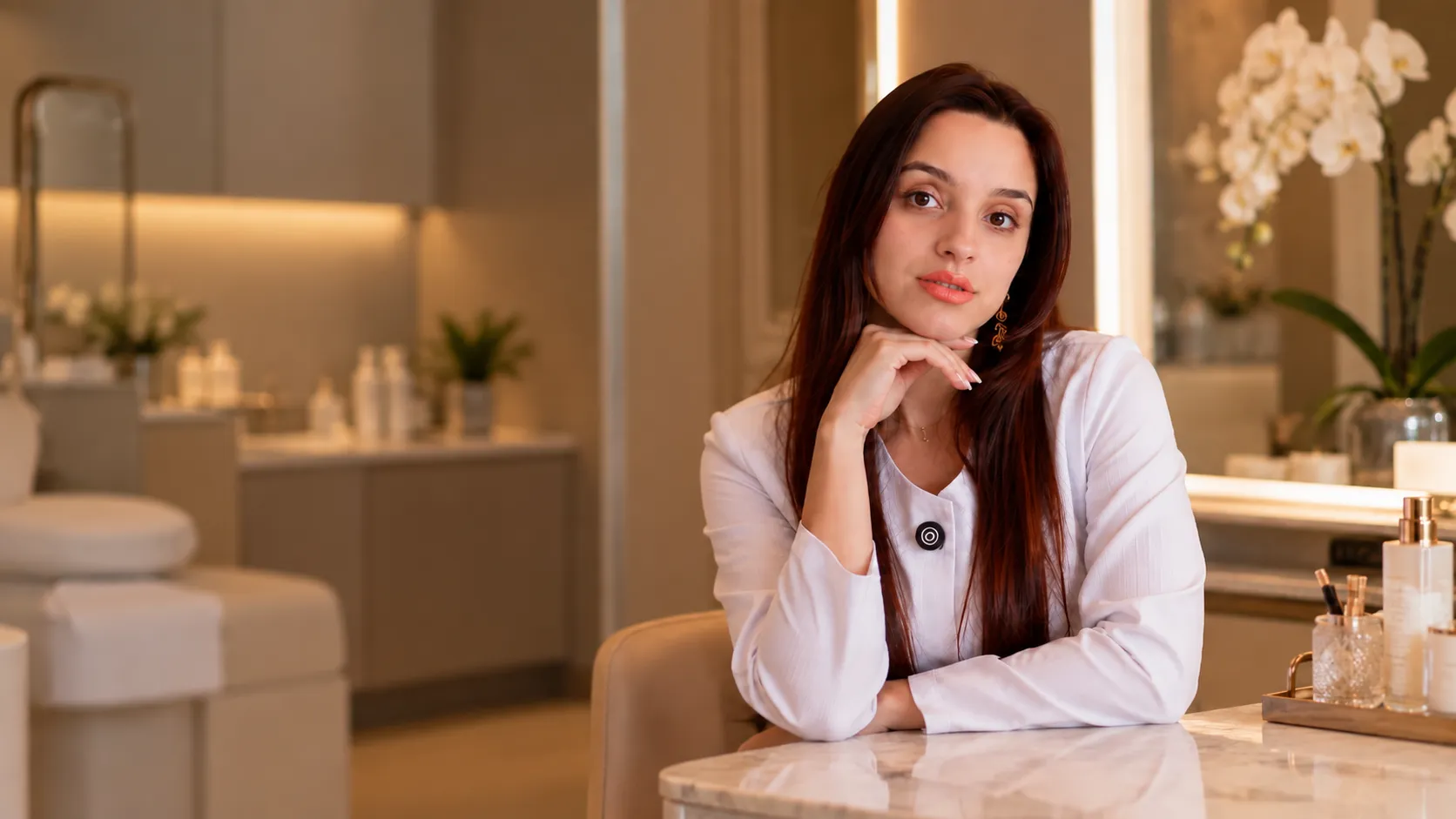 Profissional em ambiente de estética facial
